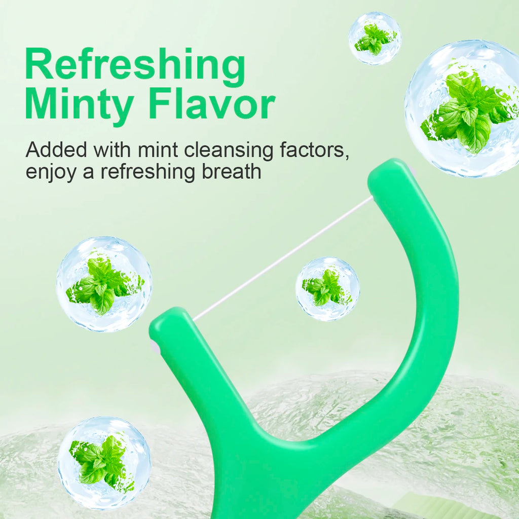 Mint Flavour Dental Floss Picks (50, 150, 450 or 750 Count)
