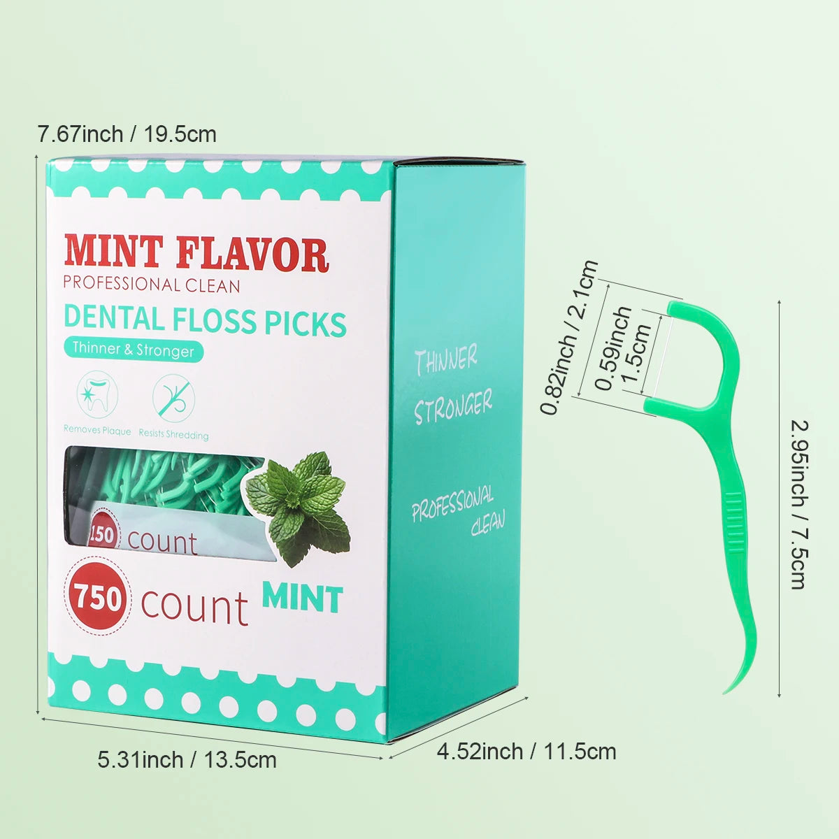 Mint Flavour Dental Floss Picks (50, 150, 450 or 750 Count)