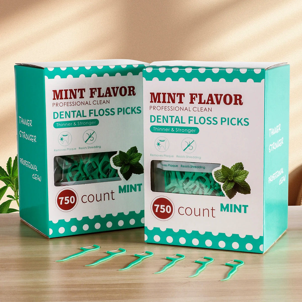 Mint Flavour Dental Floss Picks (50, 150, 450 or 750 Count)
