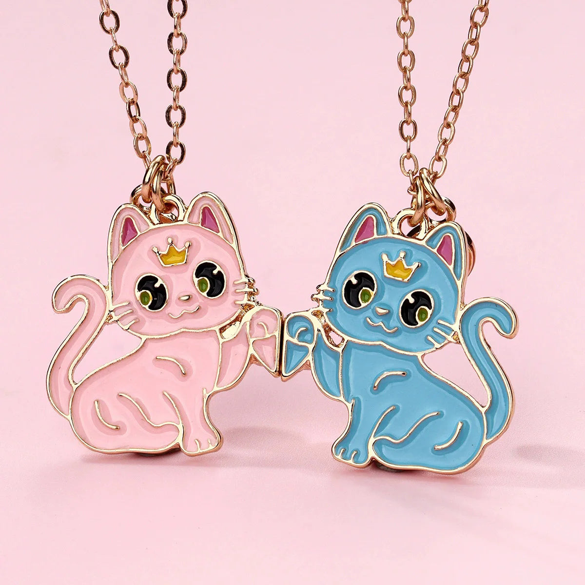 2pcs Cute Magnetic Cats Necklace