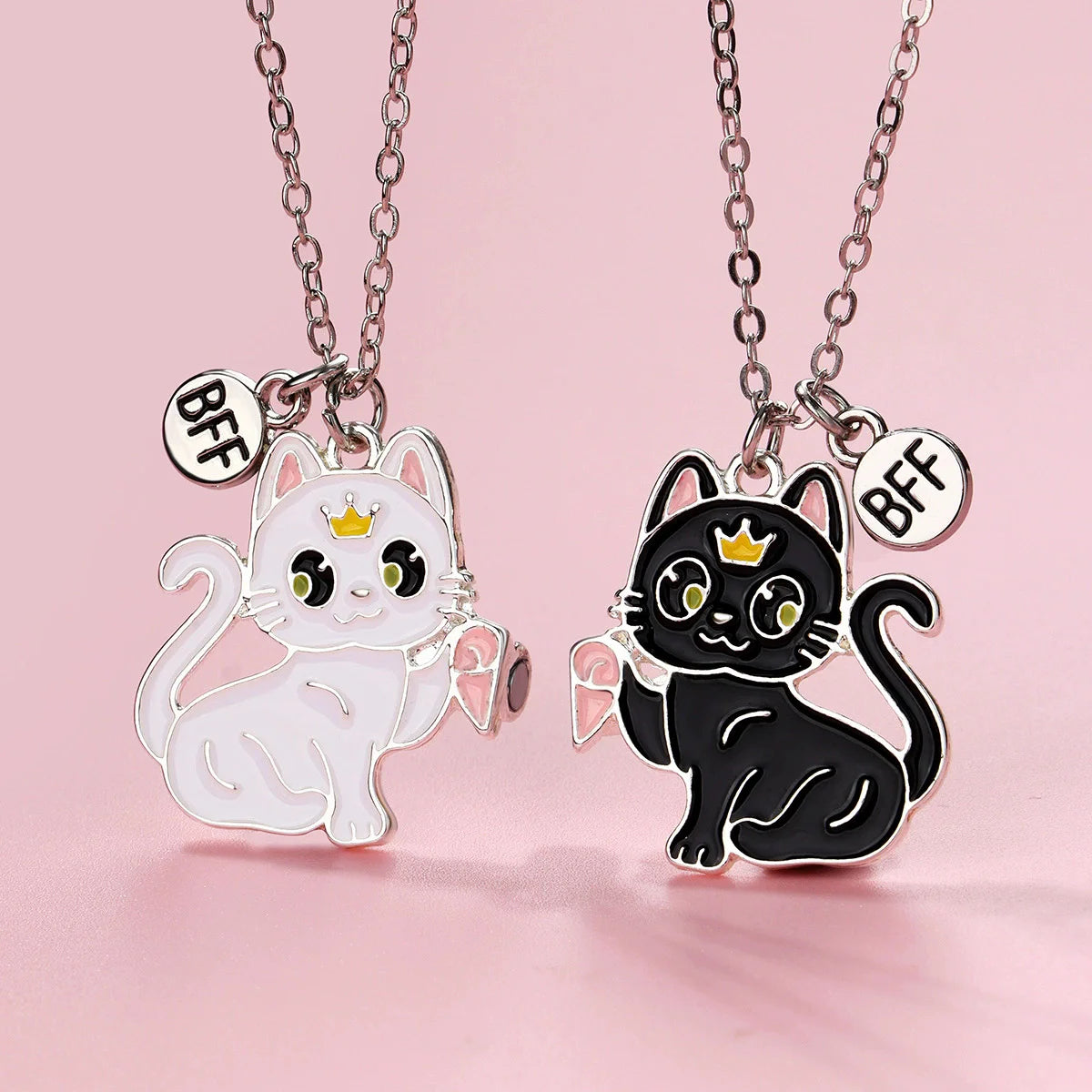 2pcs Cute Magnetic Cats Necklace