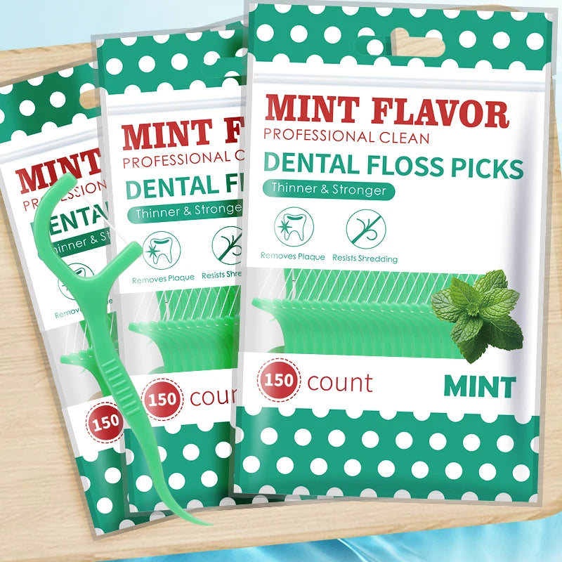 Mint Flavour Dental Floss Picks (50, 150, 450 or 750 Count)