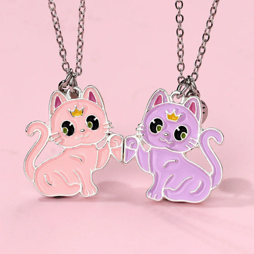 2pcs Cute Magnetic Cats Necklace