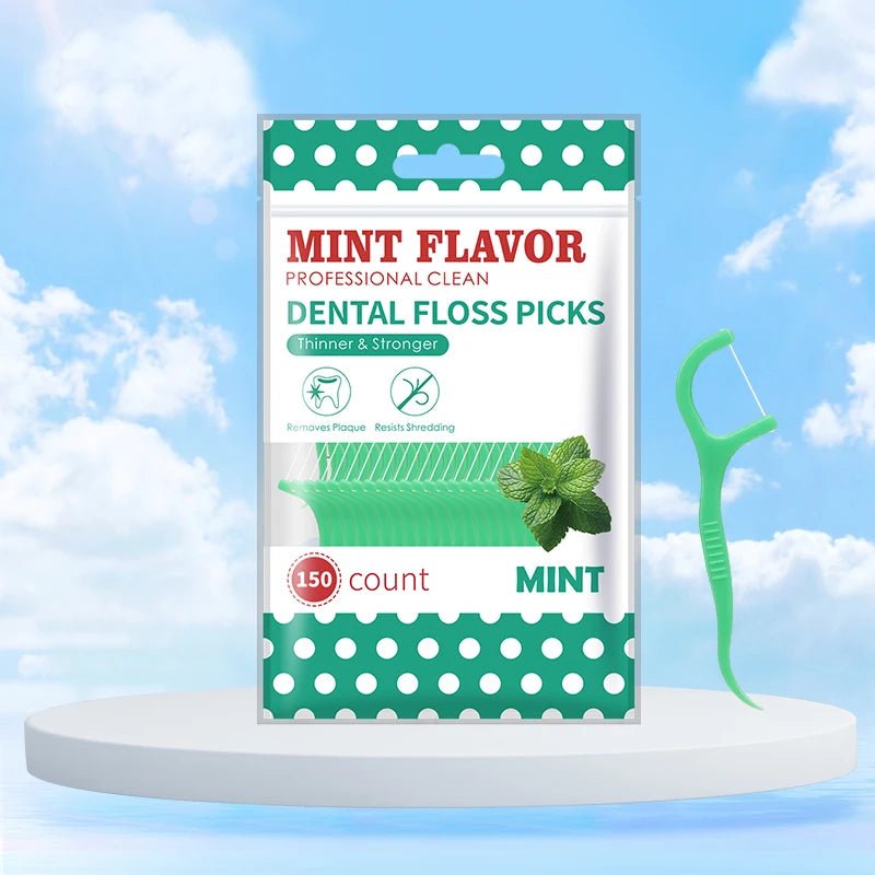 Mint Flavour Dental Floss Picks (50, 150, 450 or 750 Count)