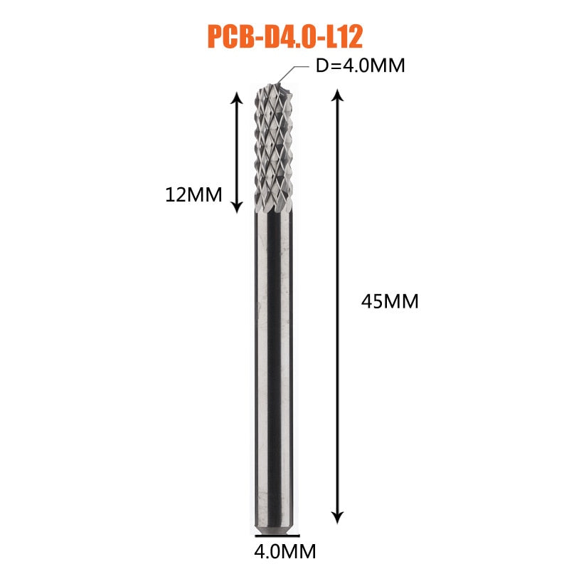 Solid Carbide Corn End mill Milling Cutter Bits D0.8, 1.0, 1.6, 1.8, 2.4, 3.1 PCB End Mill CNC Cutting Milling Tools