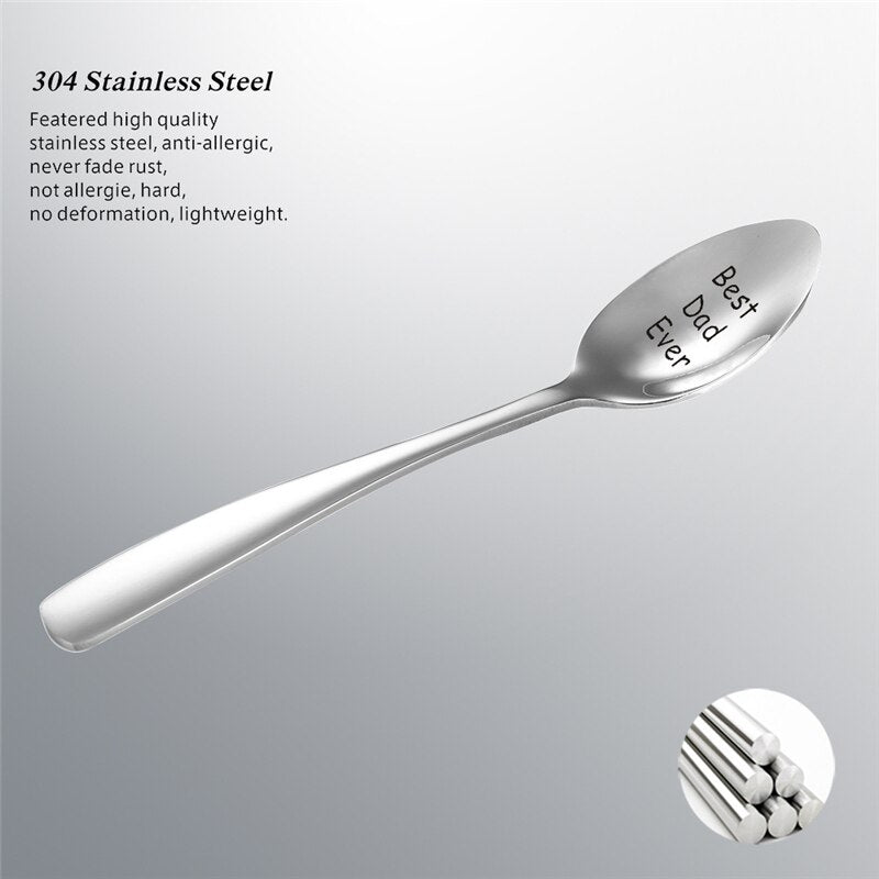 13.1x2.5cm Stainless steel Lettering spoon Best Mom Dad Grandma Sister Ever Engraving Spoon mother's day gift family present 1PC