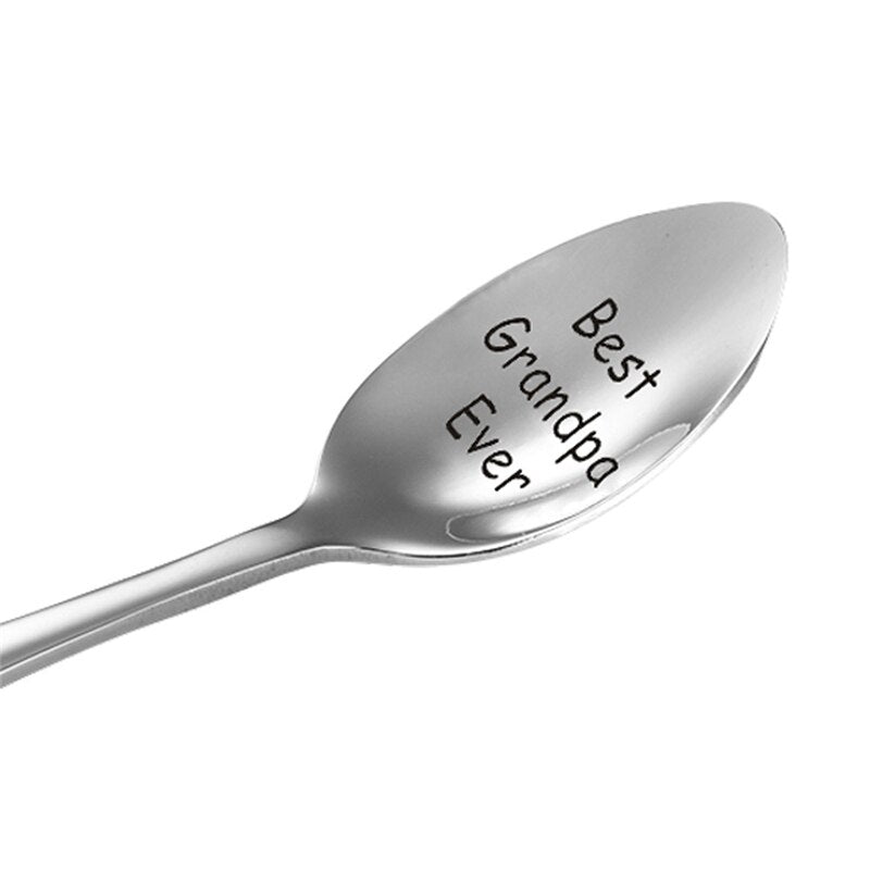 13.1x2.5cm Stainless steel Lettering spoon Best Mom Dad Grandma Sister Ever Engraving Spoon mother's day gift family present 1PC