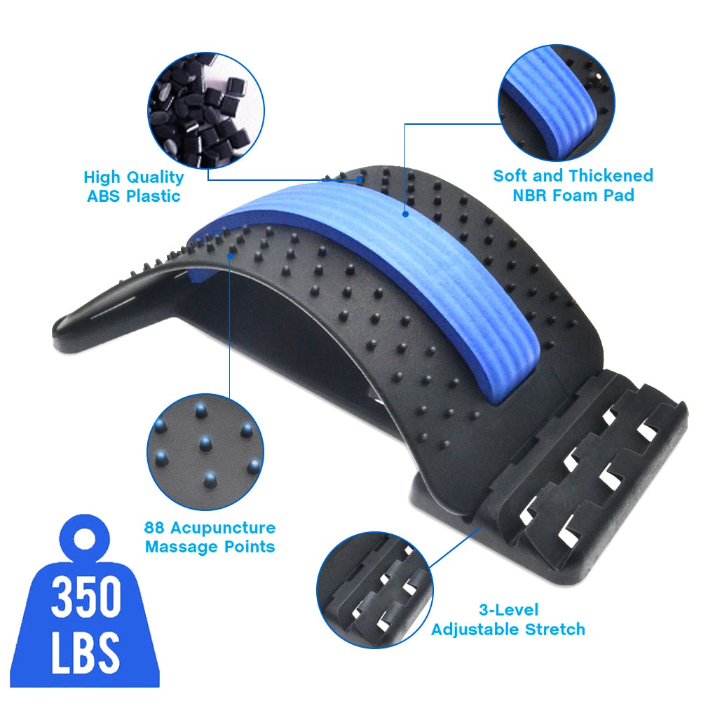 Back Massager Stretcher Support Spine Deck Pain Relief Chiropractic Lumbar Relief Back Stretcher Fitness Massage Equipment