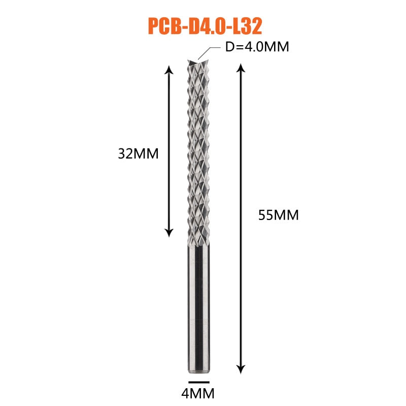 Solid Carbide Corn End mill Milling Cutter Bits D0.8, 1.0, 1.6, 1.8, 2.4, 3.1 PCB End Mill CNC Cutting Milling Tools