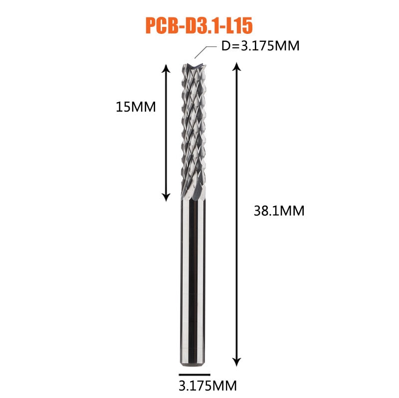 Solid Carbide Corn End mill Milling Cutter Bits D0.8, 1.0, 1.6, 1.8, 2.4, 3.1 PCB End Mill CNC Cutting Milling Tools