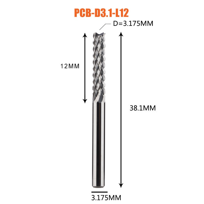 Solid Carbide Corn End mill Milling Cutter Bits D0.8, 1.0, 1.6, 1.8, 2.4, 3.1 PCB End Mill CNC Cutting Milling Tools