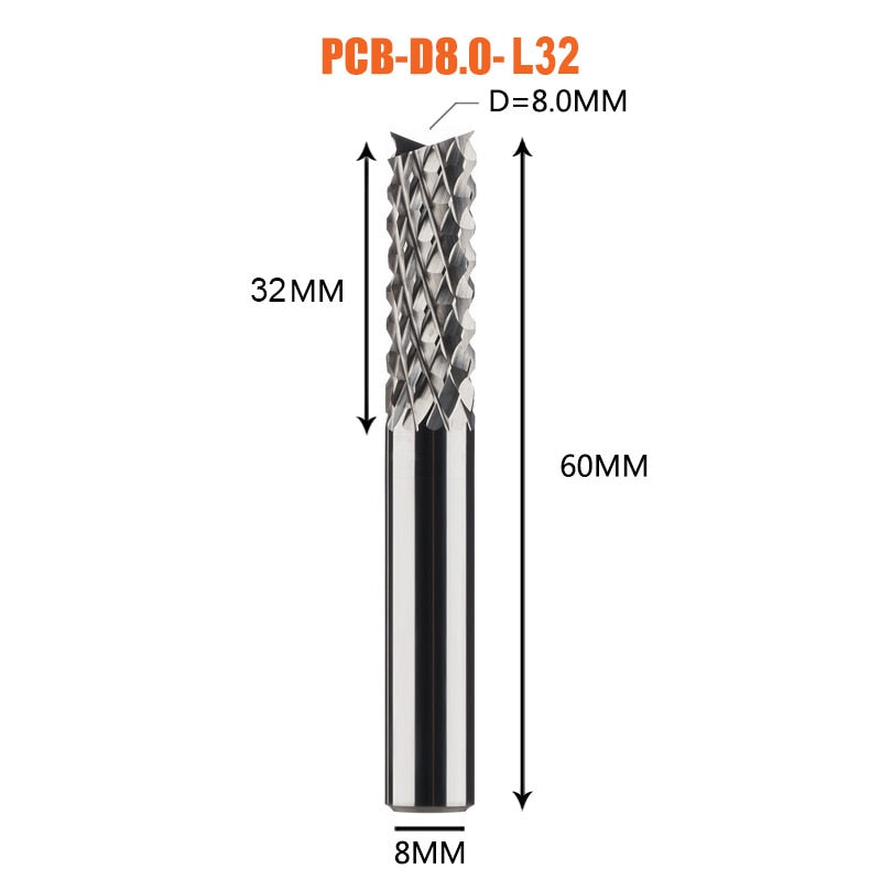 Solid Carbide Corn End mill Milling Cutter Bits D0.8, 1.0, 1.6, 1.8, 2.4, 3.1 PCB End Mill CNC Cutting Milling Tools