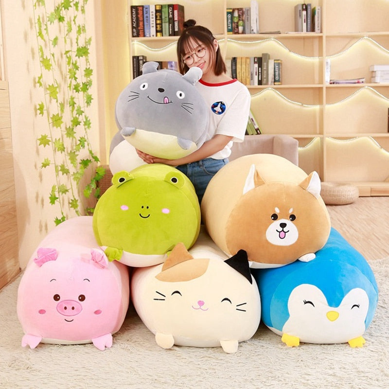 18-28CM Soft Animal Cartoon Pillow Cushion Cute Fat Dog Cat Totoro Penguin Pig Frog Plush Toy Stuffed Lovely kids Birthyday Gift