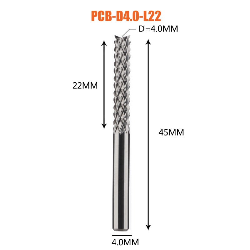 Solid Carbide Corn End mill Milling Cutter Bits D0.8, 1.0, 1.6, 1.8, 2.4, 3.1 PCB End Mill CNC Cutting Milling Tools