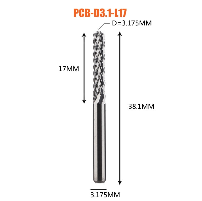 Solid Carbide Corn End mill Milling Cutter Bits D0.8, 1.0, 1.6, 1.8, 2.4, 3.1 PCB End Mill CNC Cutting Milling Tools