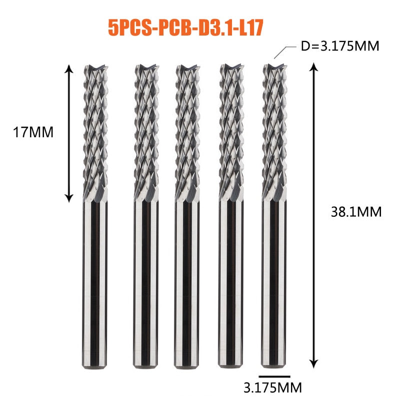 Solid Carbide Corn End mill Milling Cutter Bits D0.8, 1.0, 1.6, 1.8, 2.4, 3.1 PCB End Mill CNC Cutting Milling Tools