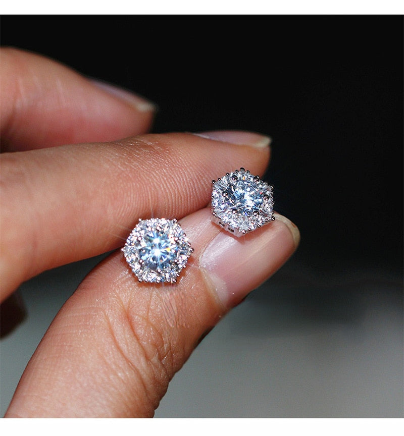 Silver Color Simple Round Bling CZ Zircon Stone Stud Earrings Fashion Jewelry Korean Earrings for Women Girl 2022 New